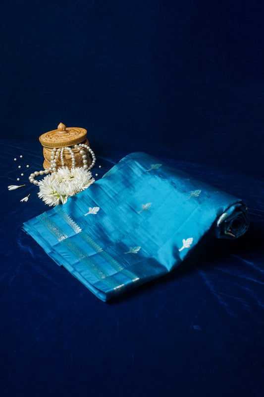 Blue Pure Banarasi Dodama Silk Saree With Kadwa Weave