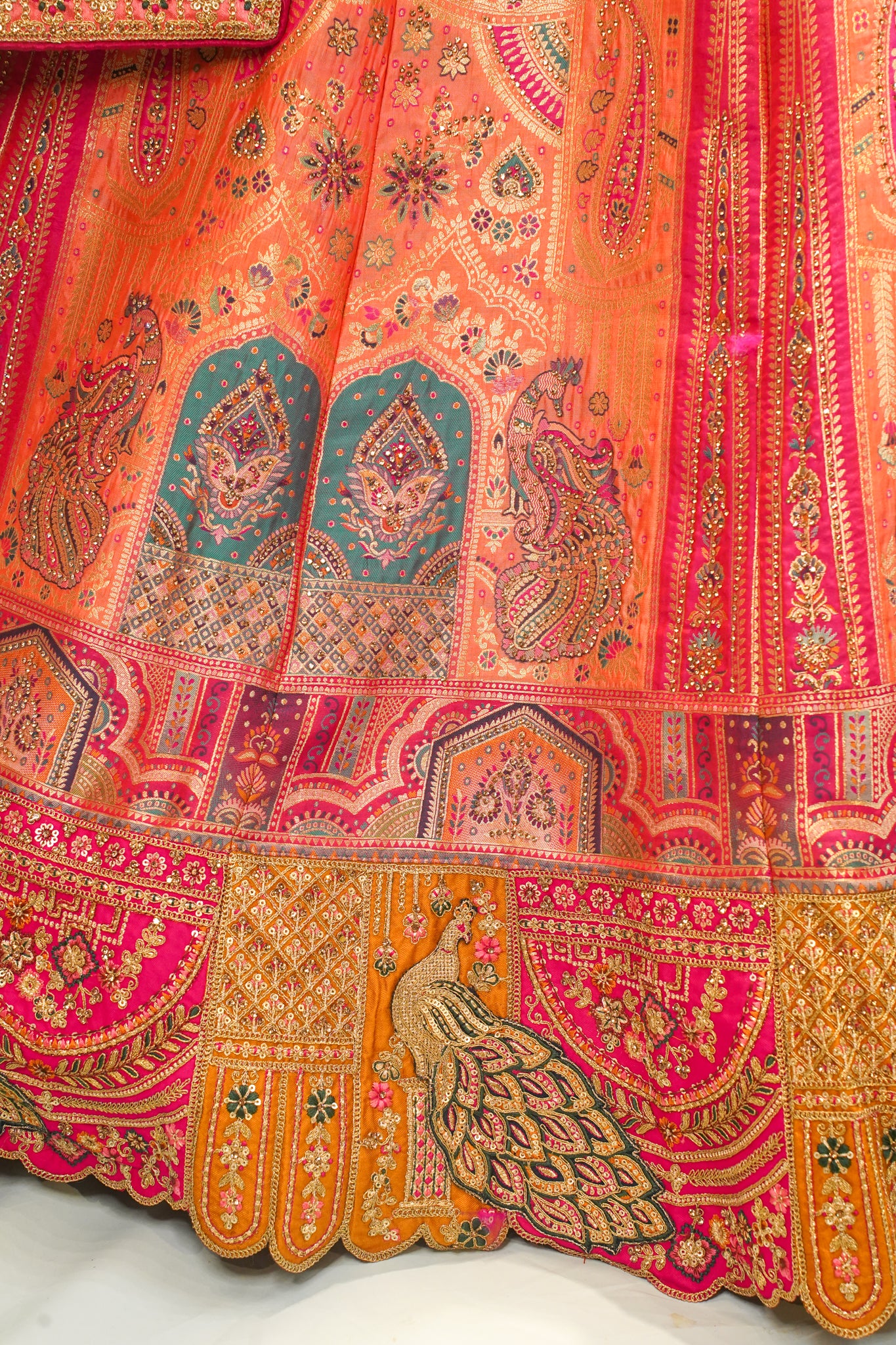 "MANSI 028" Banarasi Traditional Silk Lehenga with Cutwork Border & AD Embellishments