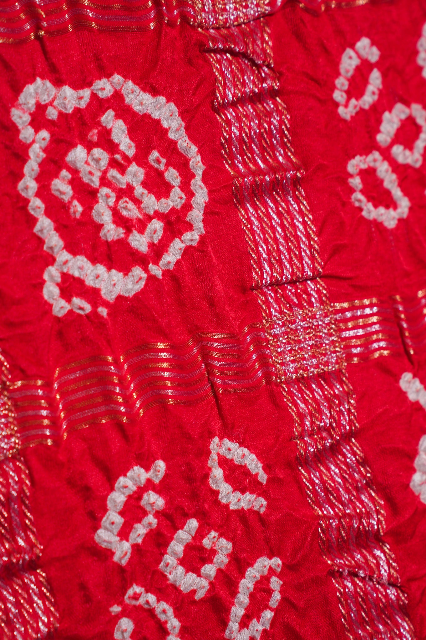 ODHANA 013: Rich Red Pure Gajji Silk Gharchola Odhana with Handworked Zari Border