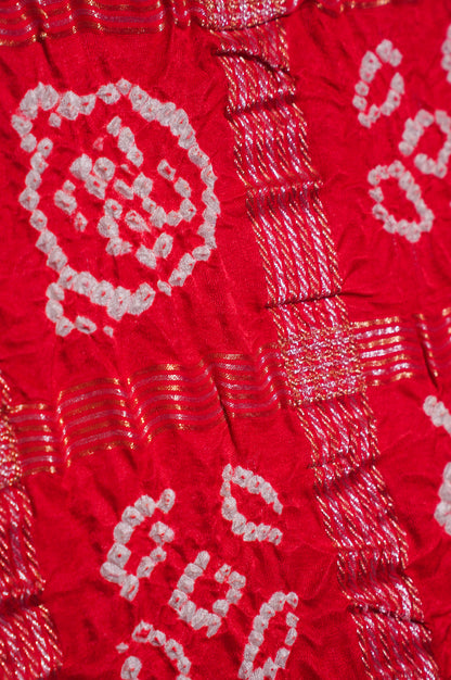 ODHANA 013: Rich Red Pure Gajji Silk Gharchola Odhana with Handworked Zari Border
