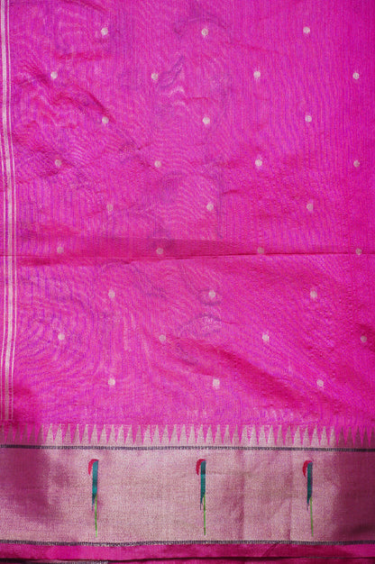 "UTSAV BANARAS 252" Banarasi Crimson Pink Peacock Pethani Silk Saree