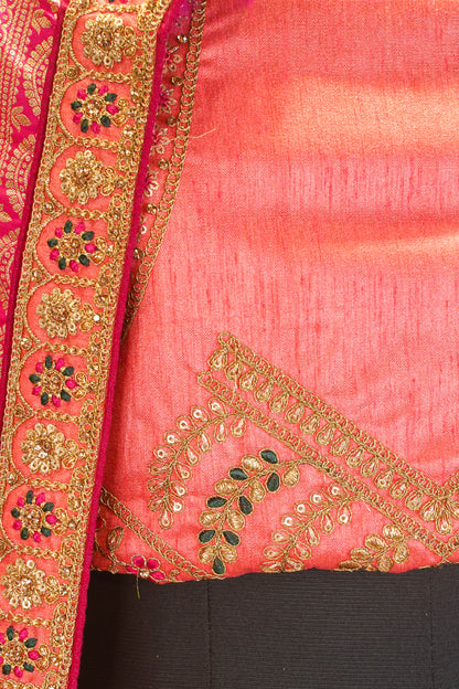 "MANSI 028" Banarasi Traditional Silk Lehenga with Cutwork Border & AD Embellishments