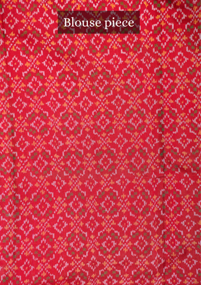 FOUNDER CHOICE 051: Pure Patola Silk Saree in Crimson Red with Floral Vine &amp; Traditional Elephant Motif Pallu