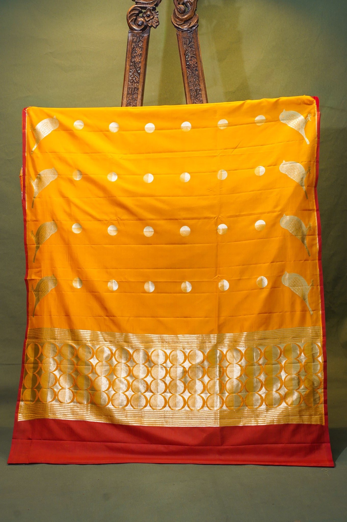 VIRASAT 349: Banarasi Mustard Handloom Pure Silk Saree