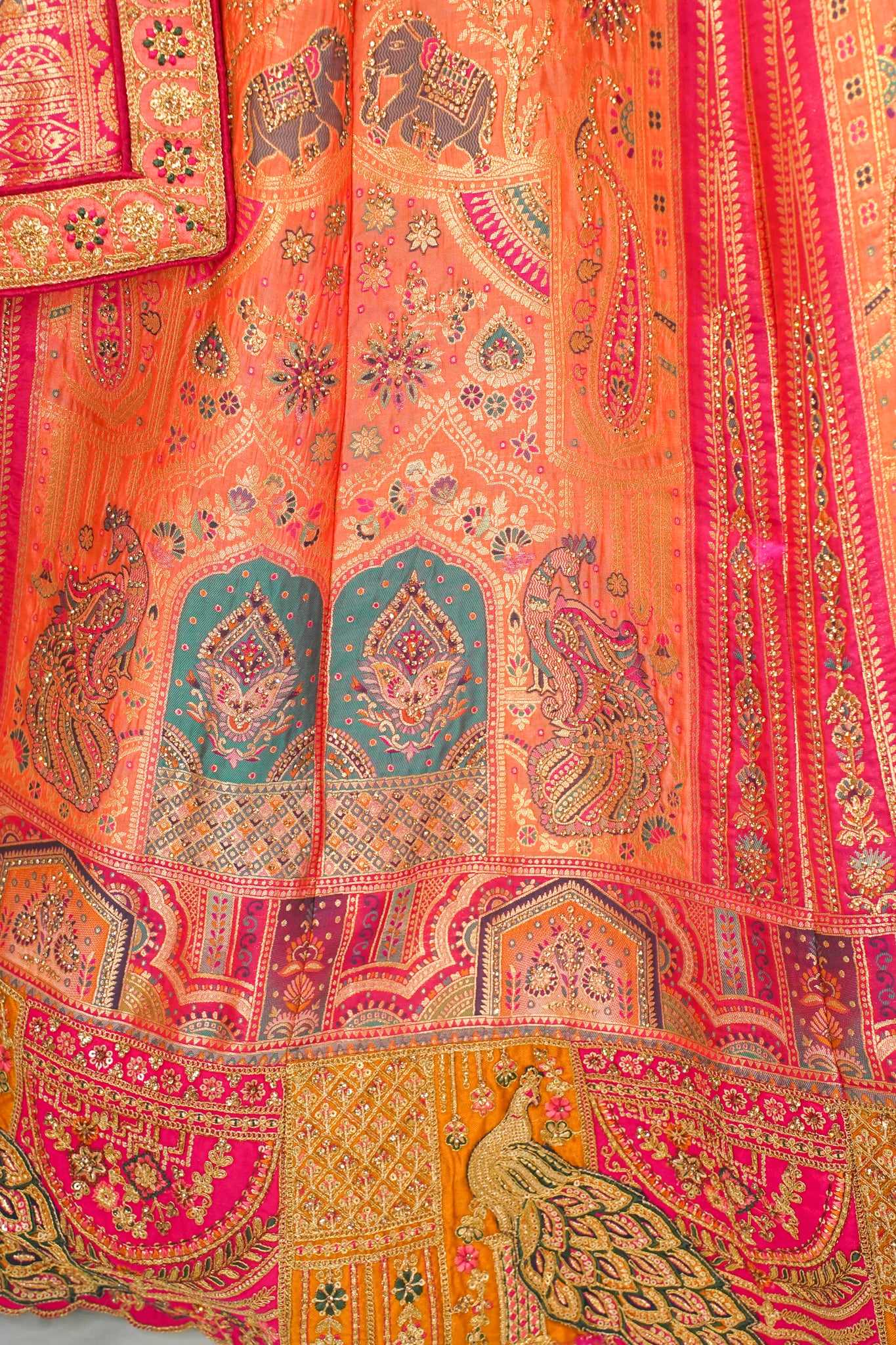 "MANSI 028" Banarasi Traditional Silk Lehenga with Cutwork Border & AD Embellishments