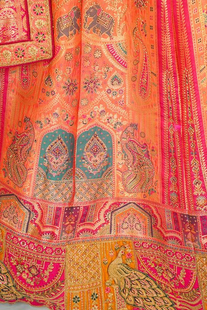 "MANSI 028" Banarasi Traditional Silk Lehenga with Cutwork Border & AD Embellishments