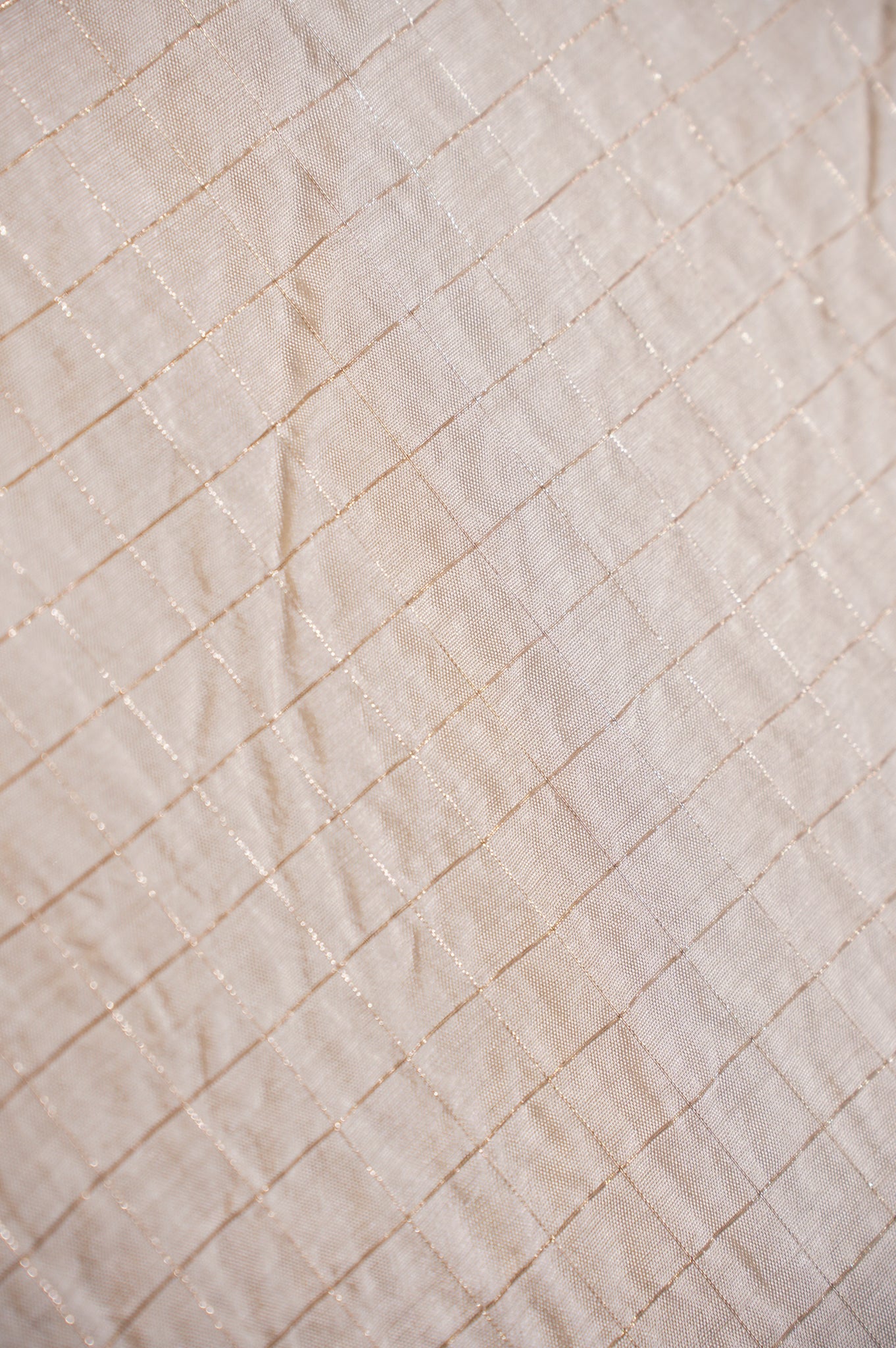Utsav Banaras 318 Off White Raw Silk Saree with Zari Checks &amp; Floral Border