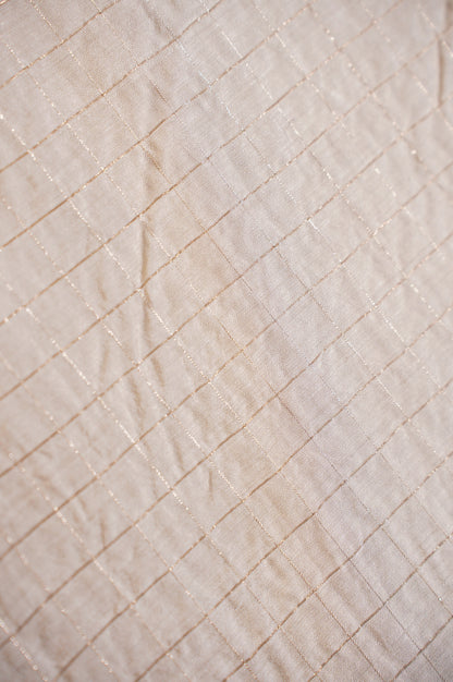 Utsav Banaras 318 Off White Raw Silk Saree with Zari Checks &amp; Floral Border