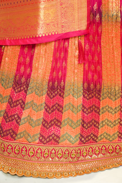 "MANSI 025" Banarasi Crush Rangkat Silk Lehenga with Elegant Cutwork Border