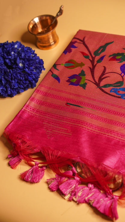 "UTSAV BANARAS 104" Banarasi Crimson Red Peacock Pethani Silk Saree