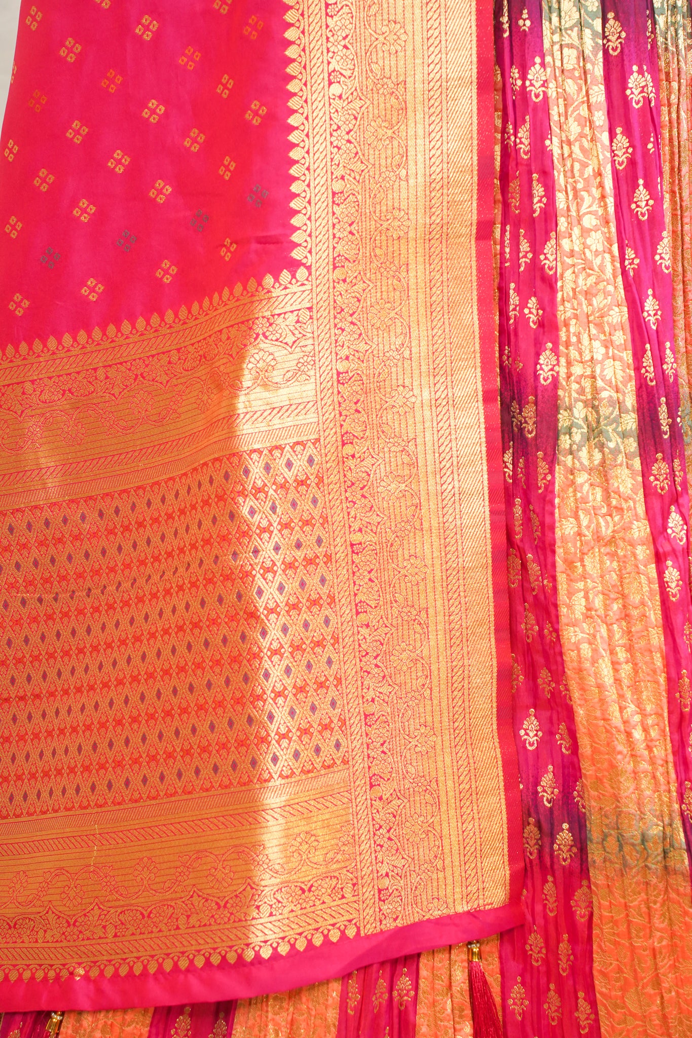 "MANSI 025" Banarasi Crush Rangkat Silk Lehenga with Elegant Cutwork Border