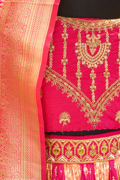 "MANSI 025" Banarasi Crush Rangkat Silk Lehenga with Elegant Cutwork Border