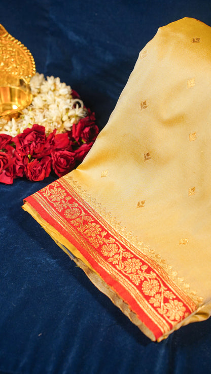 "UTSAV BANARAS 154" Banarasi Golden Yellow Katan Silk Saree