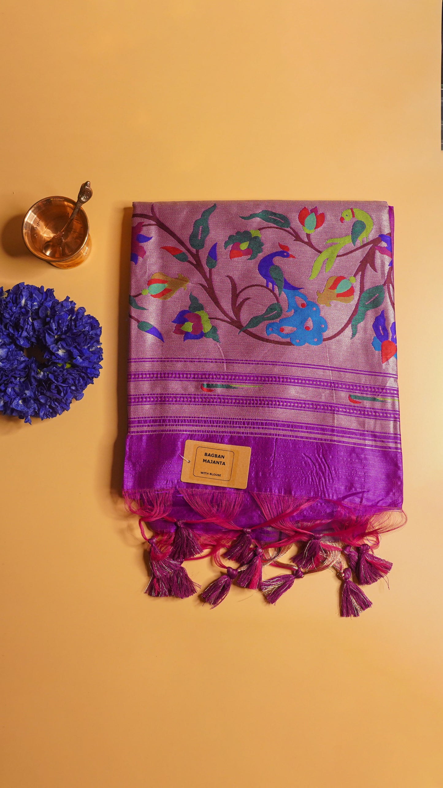 "UTSAV BANARAS 102" Banarasi Purple Peacock Pethani Silk Saree