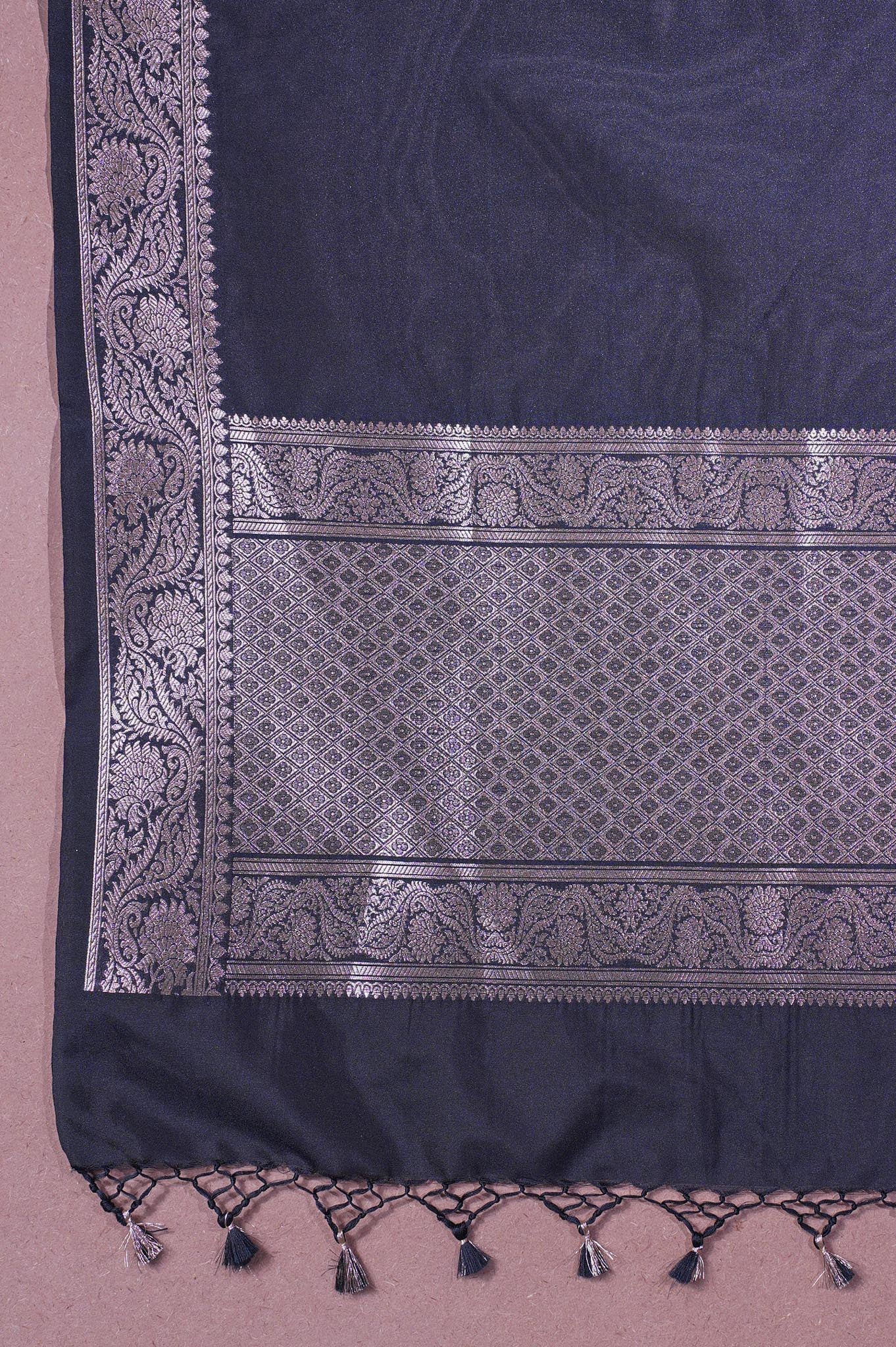 "MCD 009" Banarasi Zed Black Designer Vegan Silk Dupatta