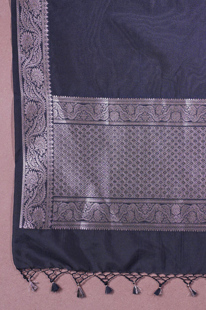 "MCD 009" Banarasi Zed Black Designer Vegan Silk Dupatta