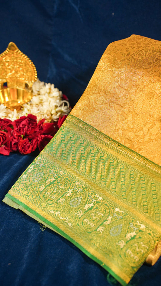 "UTSAV BANARAS 149" Banarasi Lemon Gold Kanjivaram Tissue Silk Saree