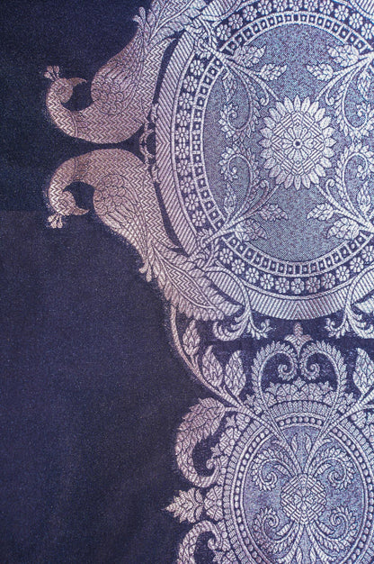 "MCD 009" Banarasi Zed Black Designer Vegan Silk Dupatta