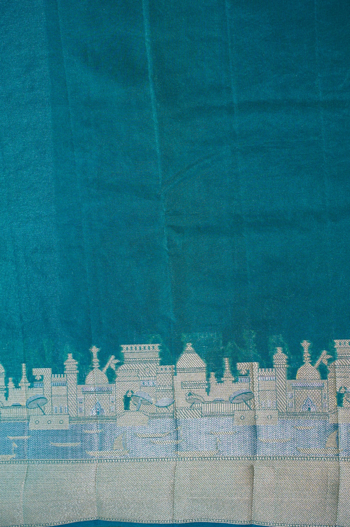UTSAV BANARAS 003H: Banarasi Raw Silk Saree with Silver &amp; Gold Zari In Rama Green