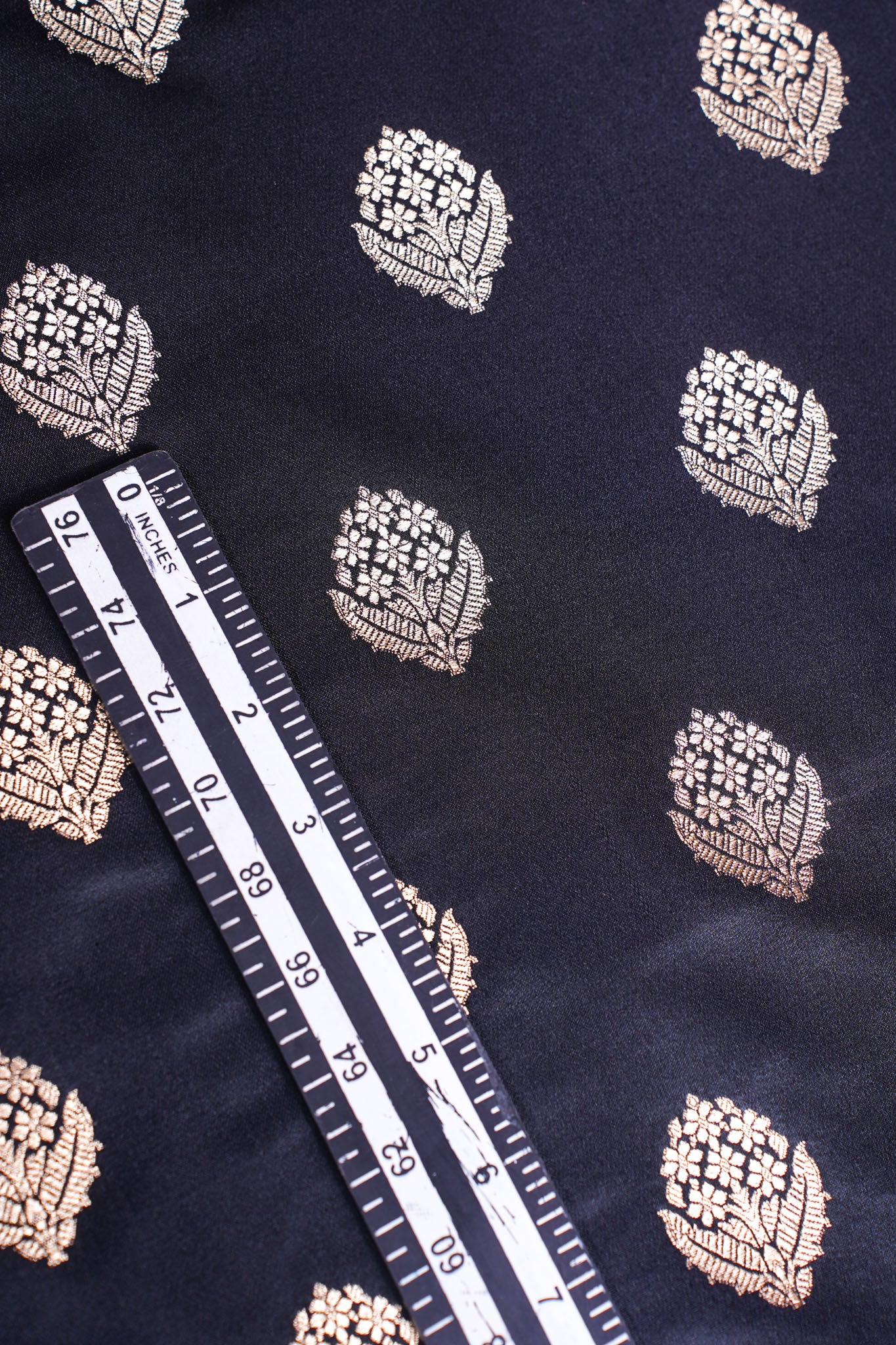 "MCF 11" Banarasi Handwoven Zed Black Brocade Buta Fabric