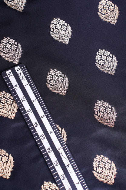 "MCF 11" Banarasi Handwoven Zed Black Brocade Buta Fabric