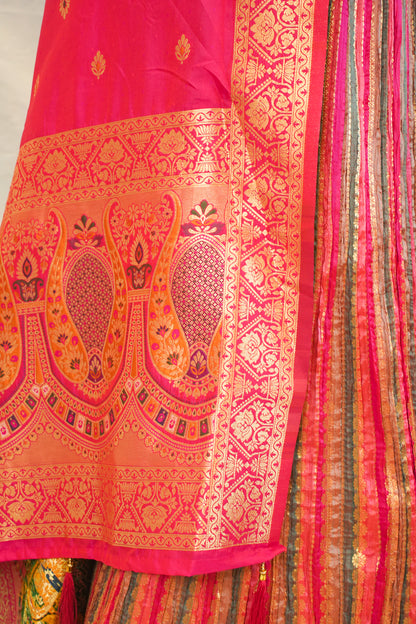 "MANSI 023" Banarasi Crush Rangkat Silk Lehenga with Elegant Cutwork Border