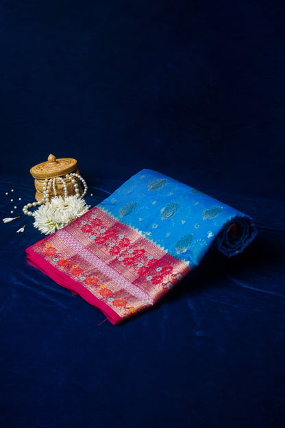 Blue Banarasi Dupion Silk Saree