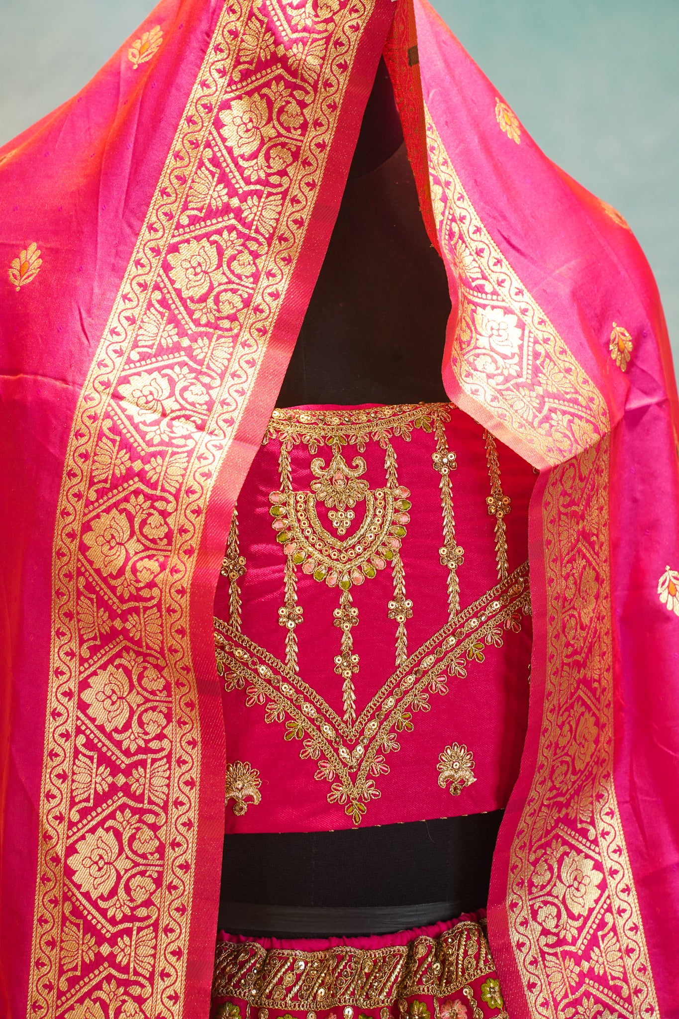 "MANSI 023" Banarasi Crush Rangkat Silk Lehenga with Elegant Cutwork Border