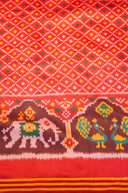 "Utsav Banaras 189" Banarasi Royal Blue Patola Silk Saree With Elephant & Peacock Motifs