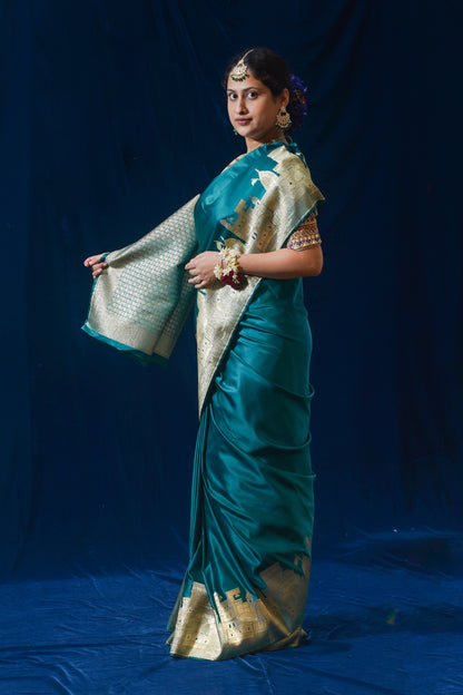 Green Kashi Ghat Banarasi Masaru Silk Saree