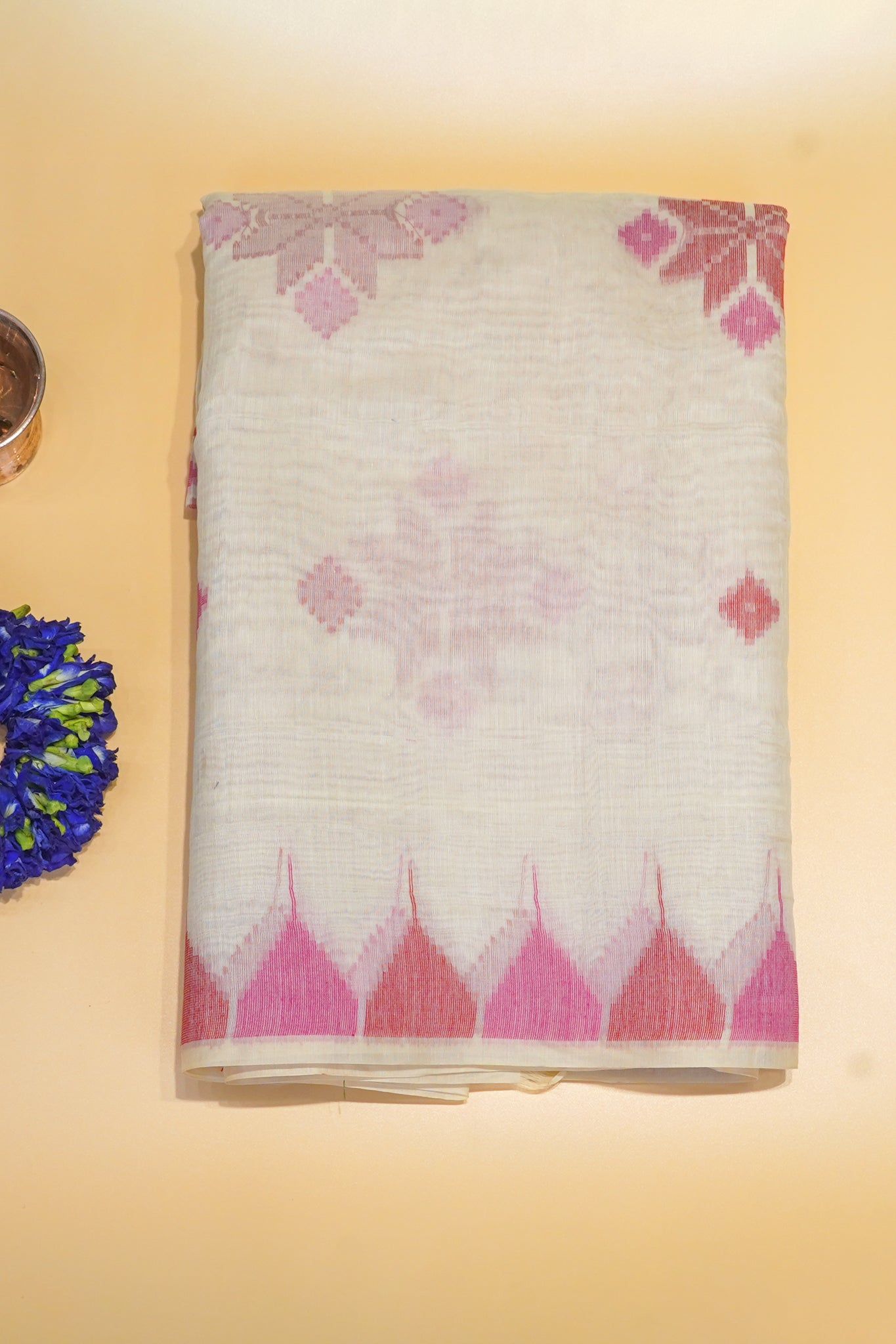 "UTSAV BANARAS 177" Banarasi Elegant White Ikat Cotton Saree