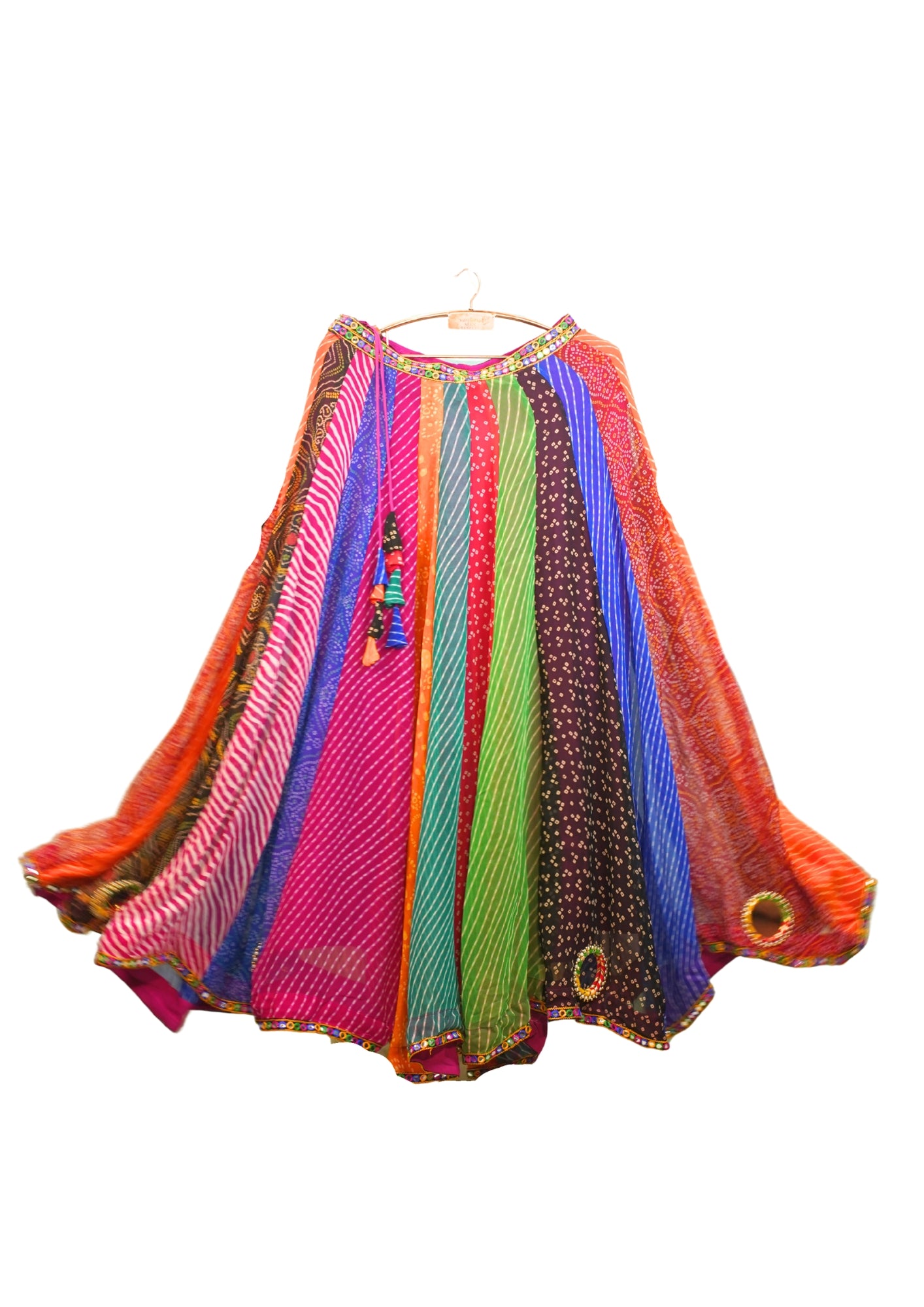 "MANSI 054" Banarasi Georgette Skirt with Bandhani Print & Mirror Work Detailing