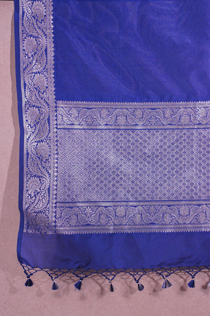"MCD 010" Banarasi Navy Blue Designer Vegan Silk Dupatta