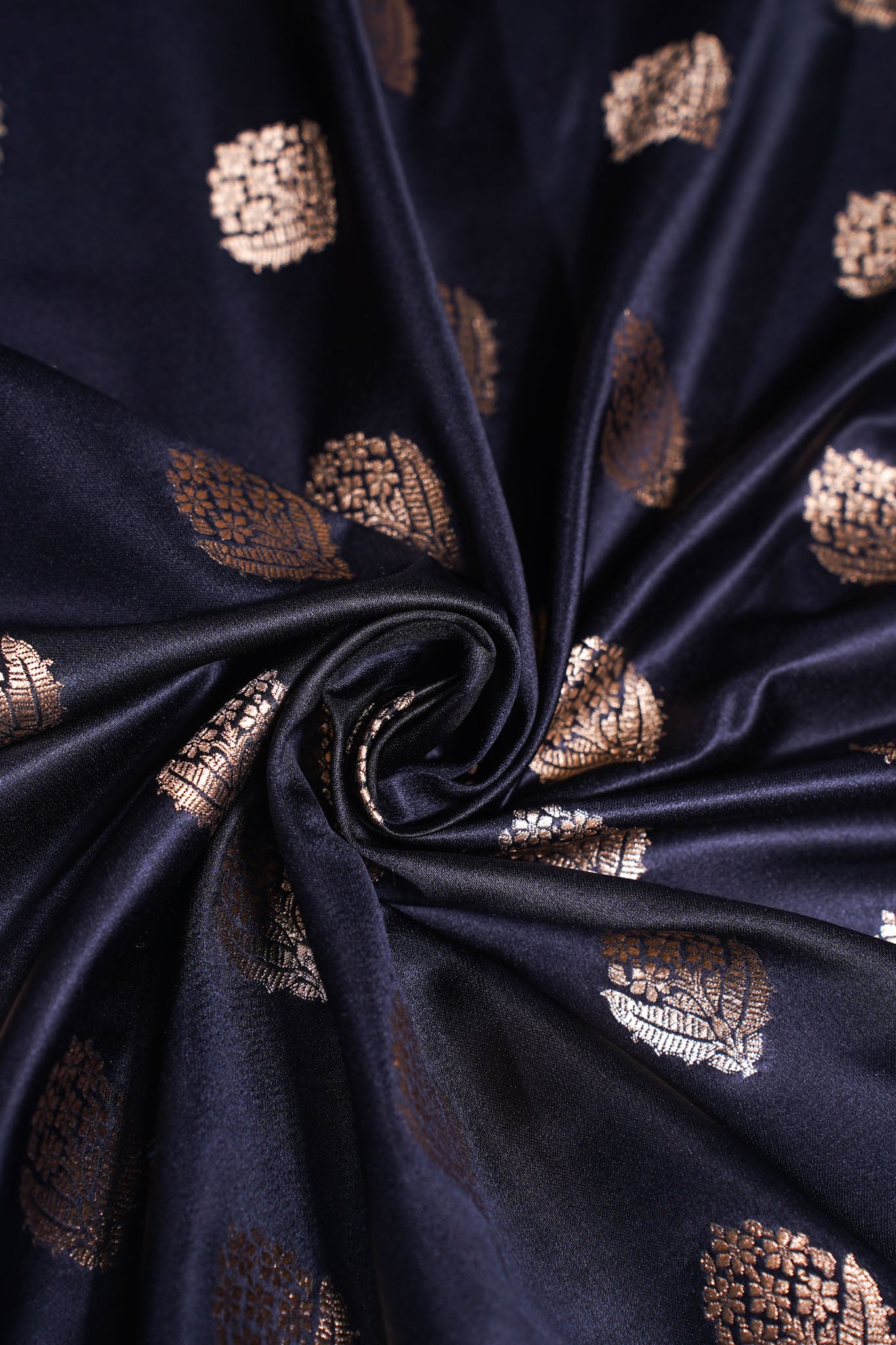 "MCF 11" Banarasi Handwoven Zed Black Brocade Buta Fabric