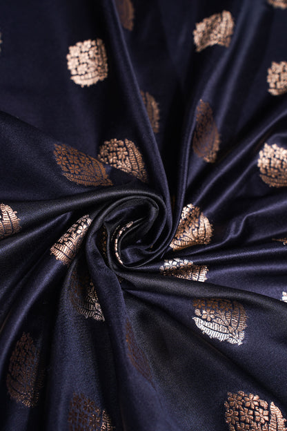 "MCF 11" Banarasi Handwoven Zed Black Brocade Buta Fabric