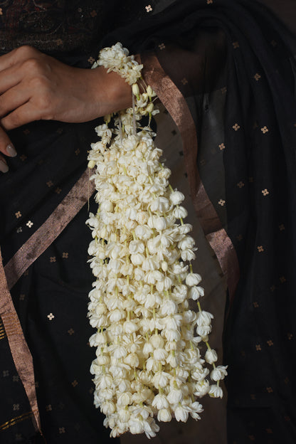 Black Pure Organza Saree with buti work