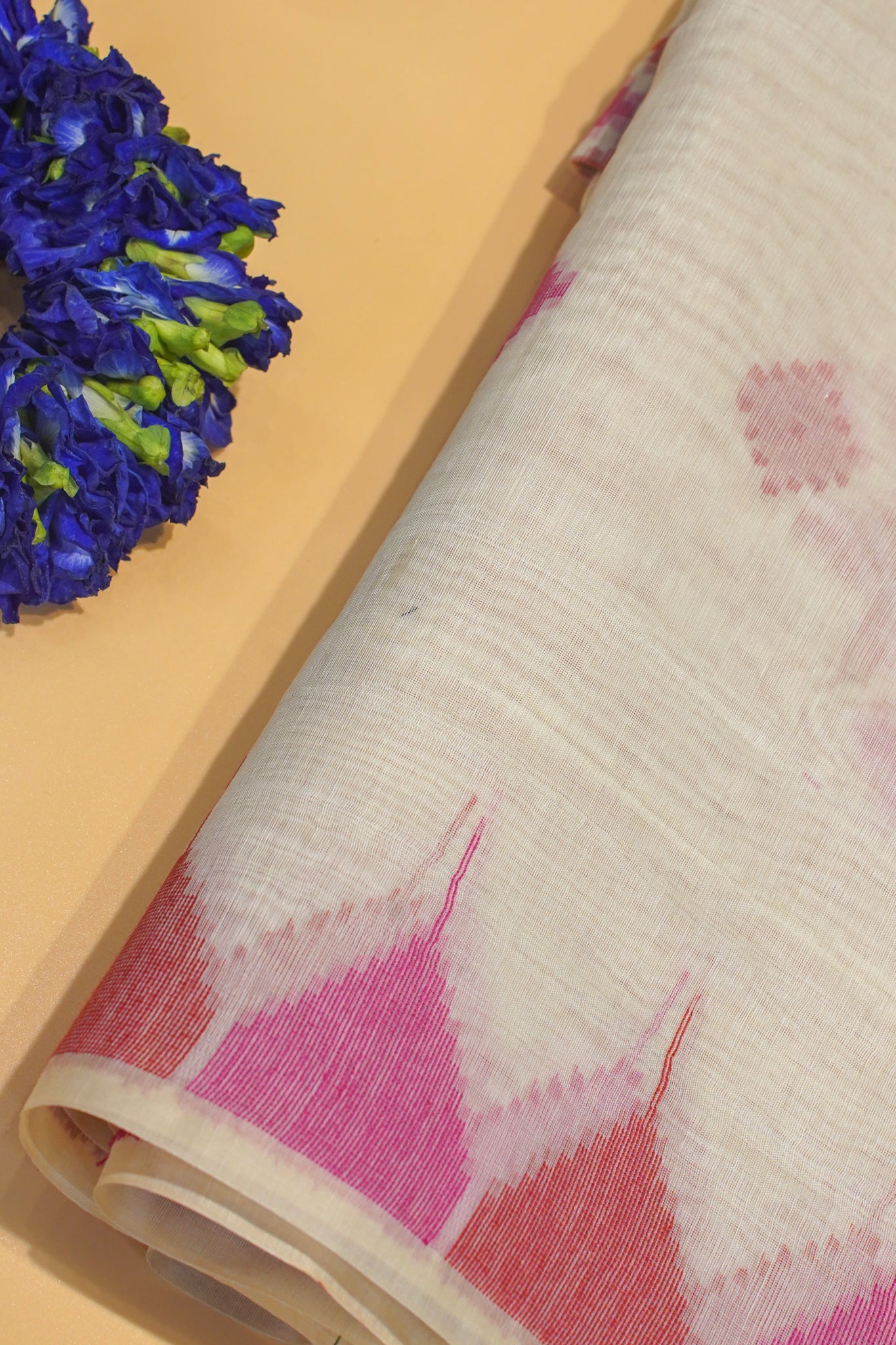 "UTSAV BANARAS 177" Banarasi Elegant White Ikat Cotton Saree