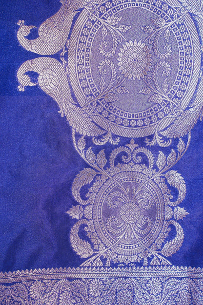 "MCD 010" Banarasi Navy Blue Designer Vegan Silk Dupatta