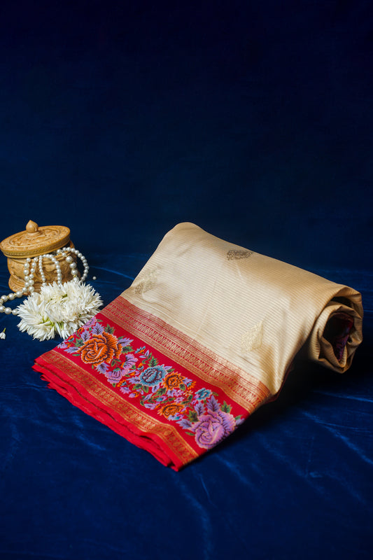 Golden Pure Banarasi Silk Handloom Saree