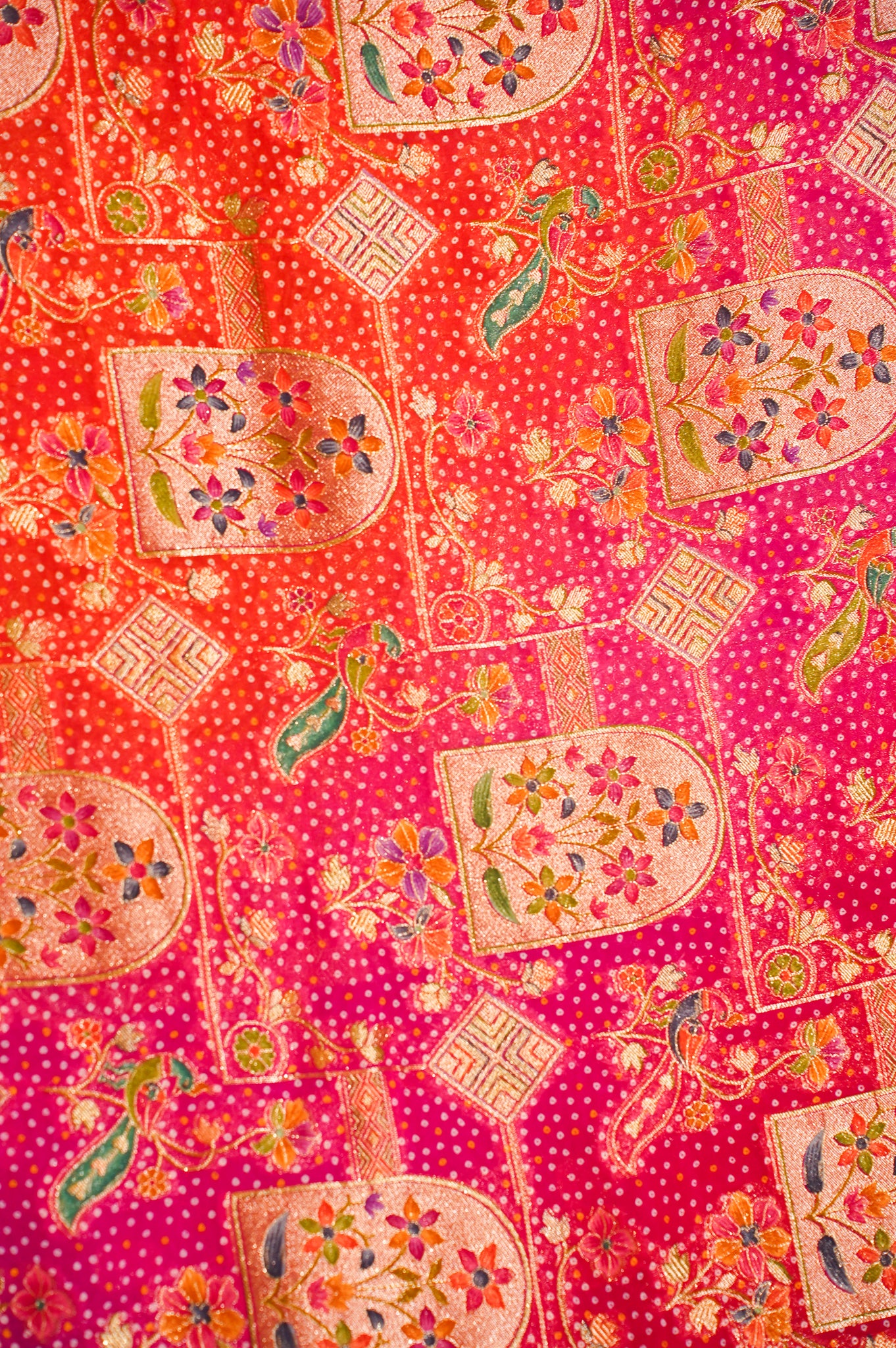 Waah Banaras 060 Rani Georgette Silk Saree with Multicolor Meenakari Weave