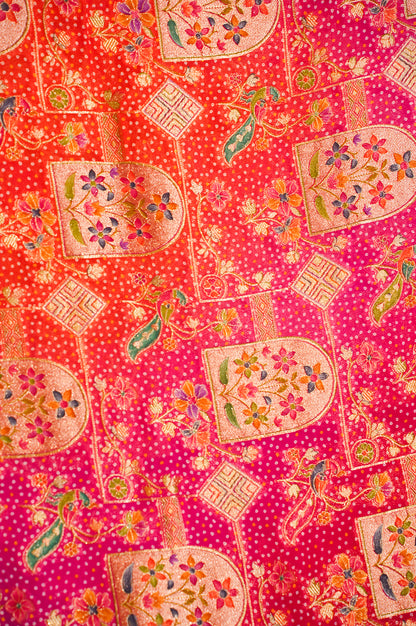 Waah Banaras 060 Rani Georgette Silk Saree with Multicolor Meenakari Weave