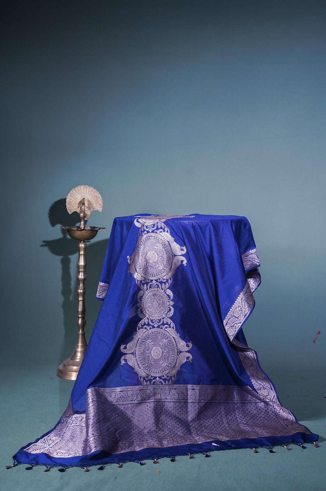 "MCD 010" Banarasi Navy Blue Designer Vegan Silk Dupatta