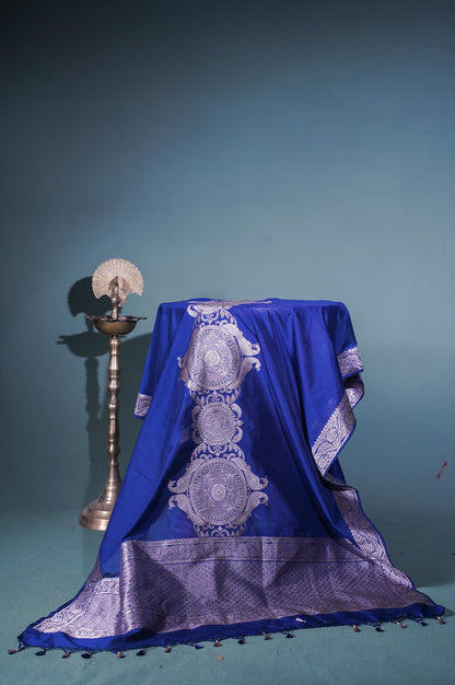"MCD 010" Banarasi Navy Blue Designer Vegan Silk Dupatta