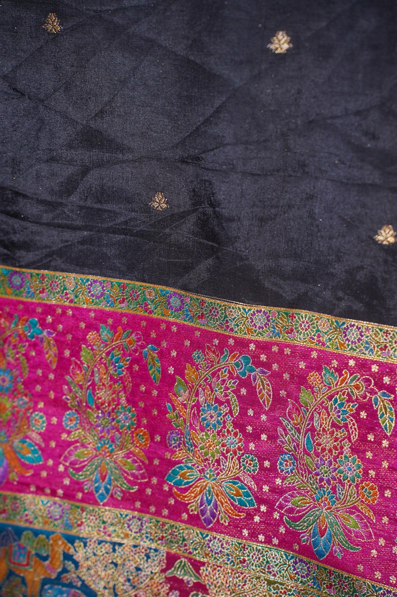 MANSI 115 Jet Black Meenakari Brocade Silk Suit Set