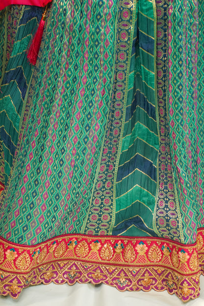 "MANSI 022" Banarasi Crush Rangkat Silk Lehenga with Elegant Cutwork Border