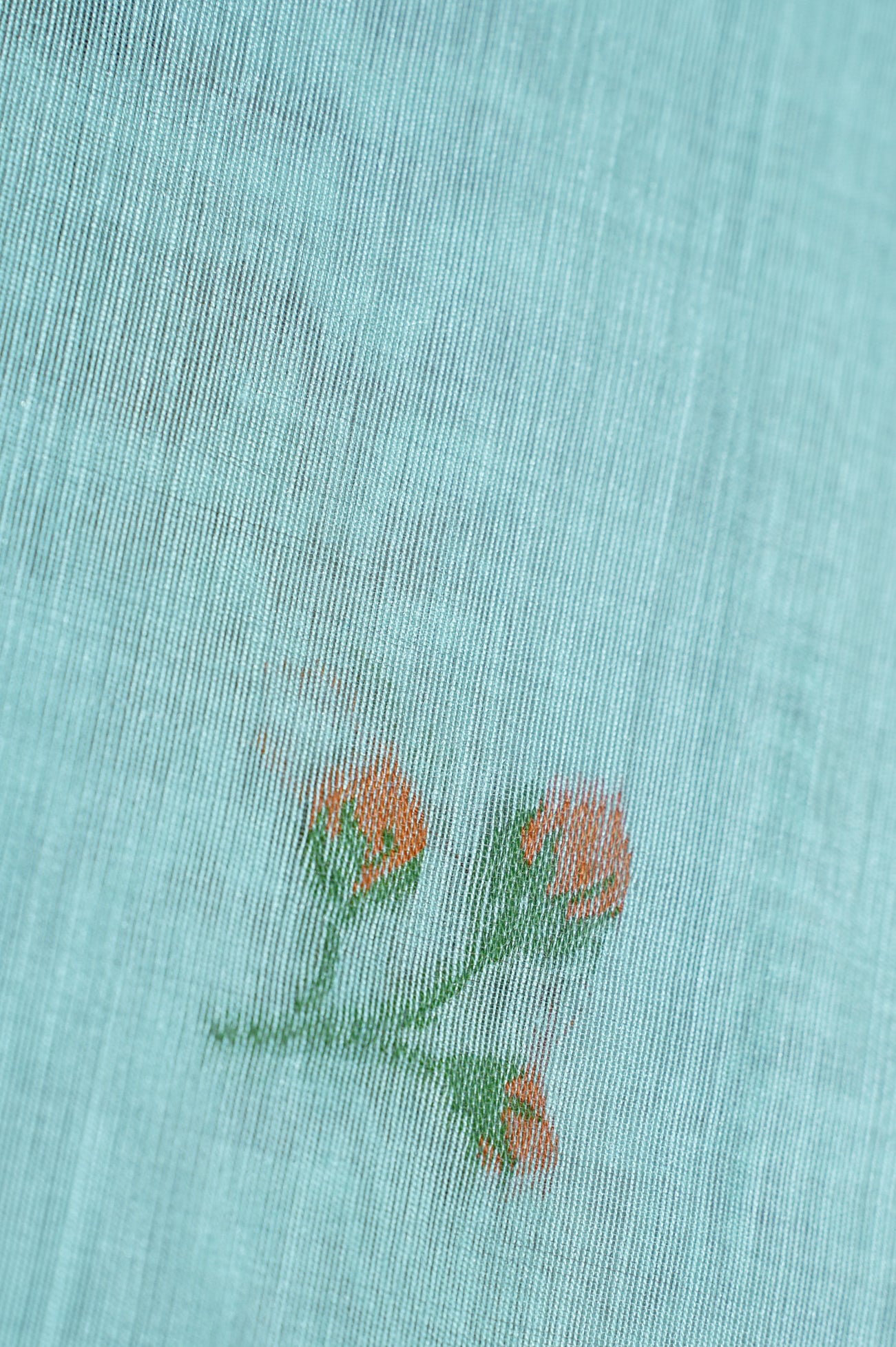 "UTSAV BANARAS 302" Banarasi Sea Green Chanderi Jamdani Silk Saree with Scalloped Floral Pallu