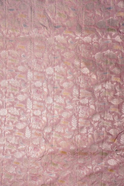 Founder Choice 029: Lotus Pink Pure Handloom Katan Silk Saree with Zari Shikargah &amp; Meenakari Work - Silk Mark Certified
