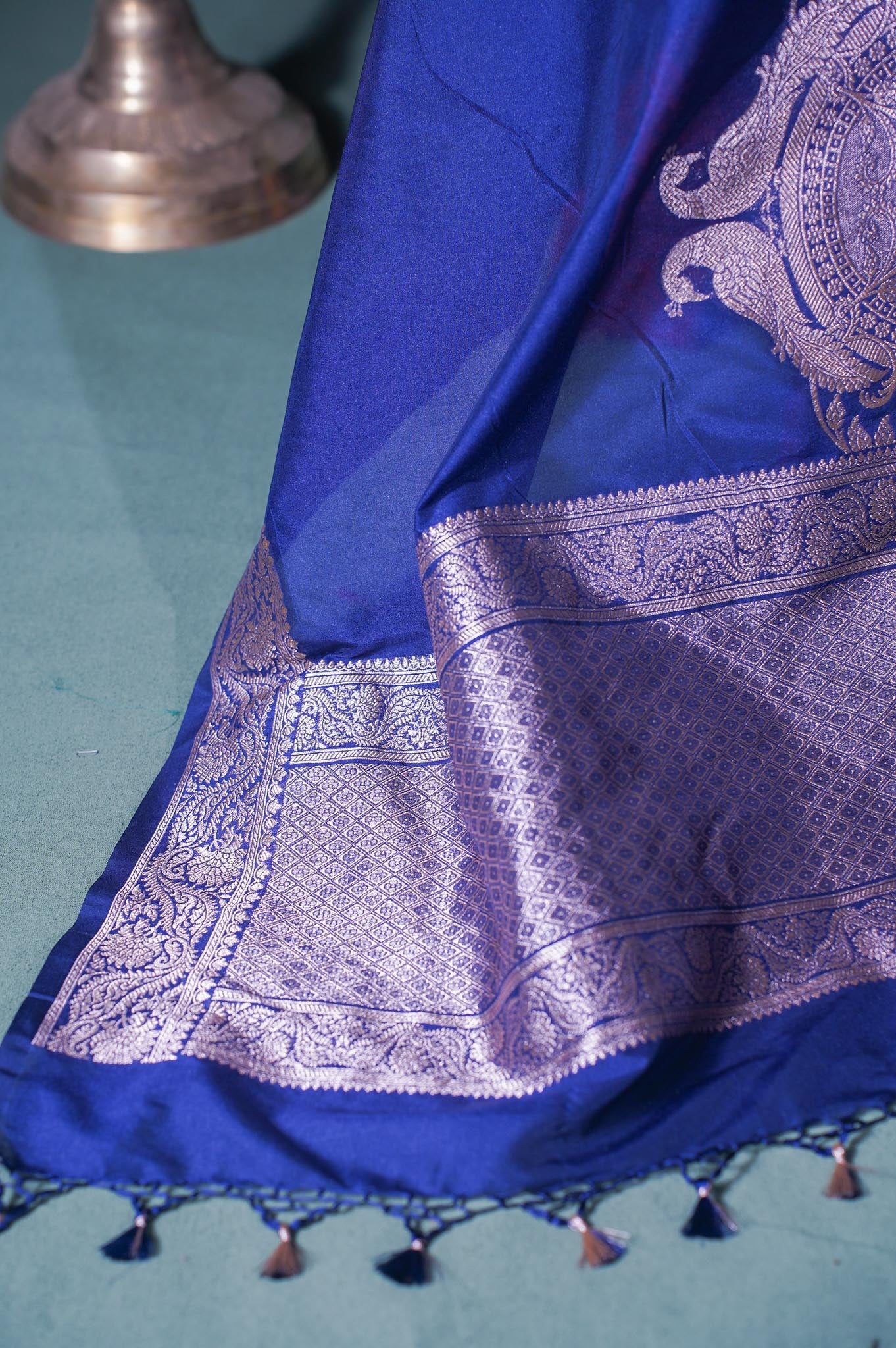 "MCD 010" Banarasi Navy Blue Designer Vegan Silk Dupatta