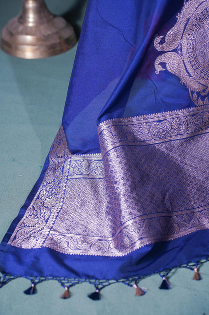 "MCD 010" Banarasi Navy Blue Designer Vegan Silk Dupatta