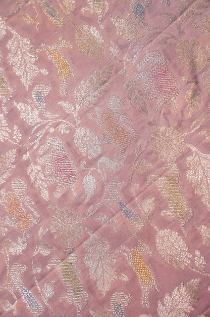 Founder Choice 029: Lotus Pink Pure Handloom Katan Silk Saree with Zari Shikargah &amp; Meenakari Work - Silk Mark Certified